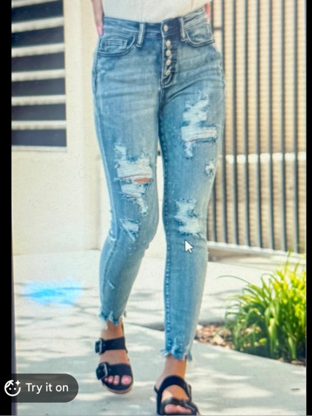 Judy Blue High Waist Destroyed Button Front Skinny Jeans size 27